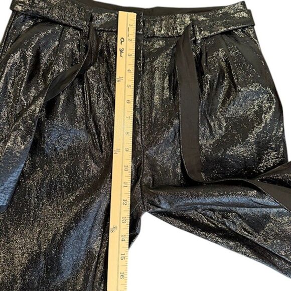 Who What Wear Black Polyurethane Belted Trouser Pants Pleated Dressy Size 4 - Picture 11 of 14